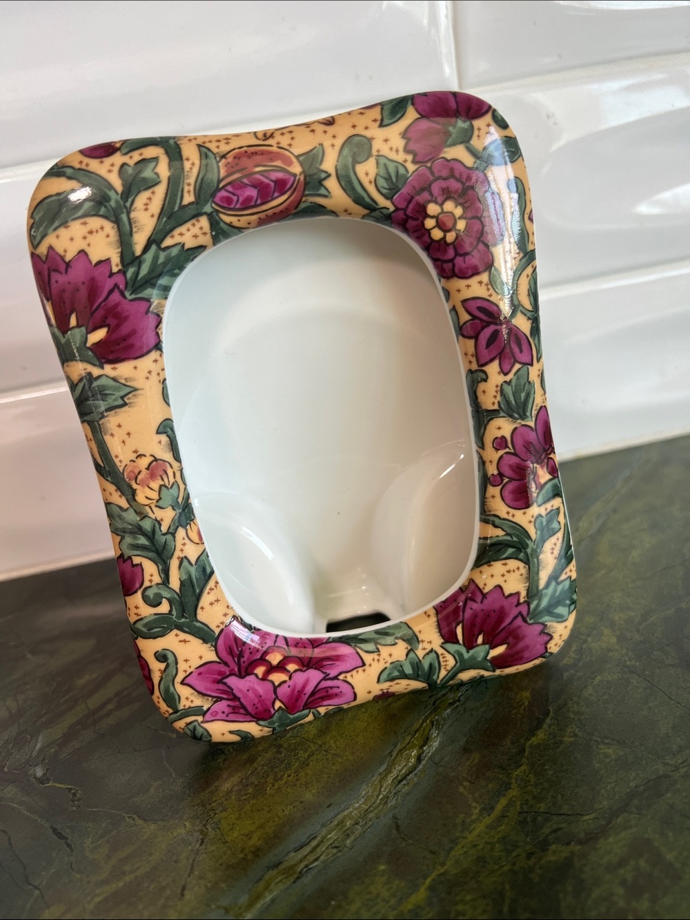 Vintage Takahashi ceramic frame 1980s floral frame picture frame